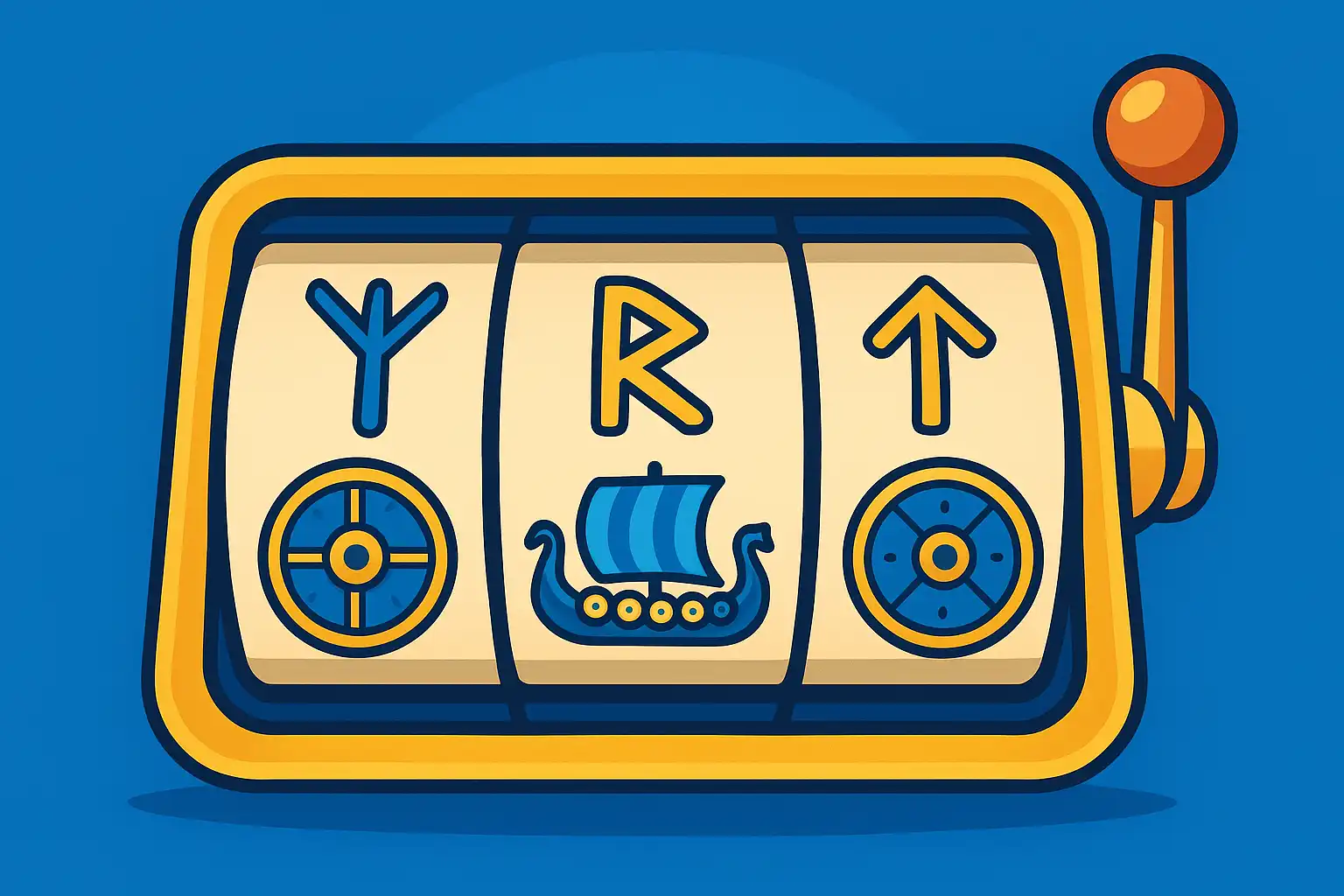 Grid of slot machine reels with Norse mythology symbols representing the NorseMania game library